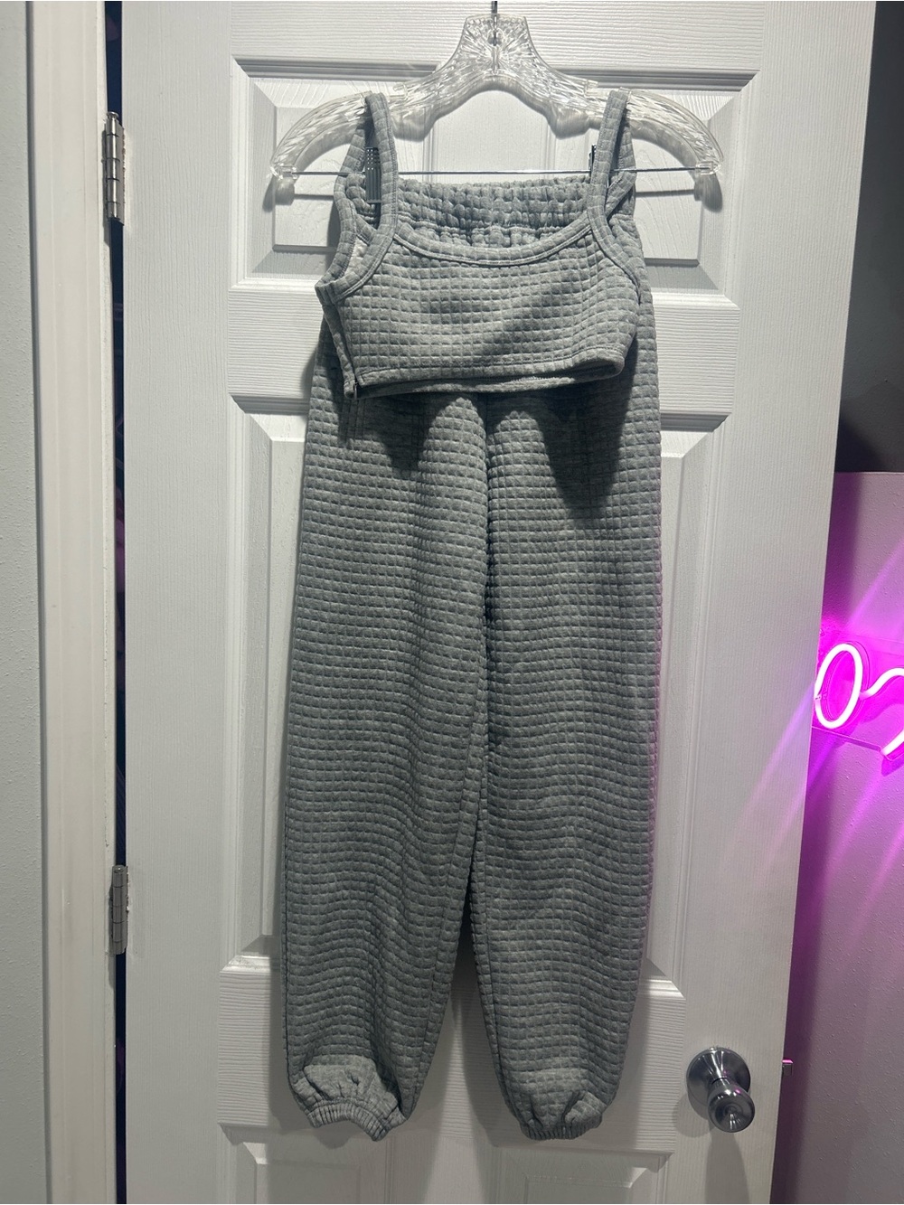Princess Polly Gray Waffle-Knit Tank & Jogger Set